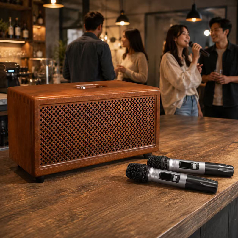 Family Entertainment Wooden Karaoke Speaker Family Entertainment Wooden Karaoke Speaker