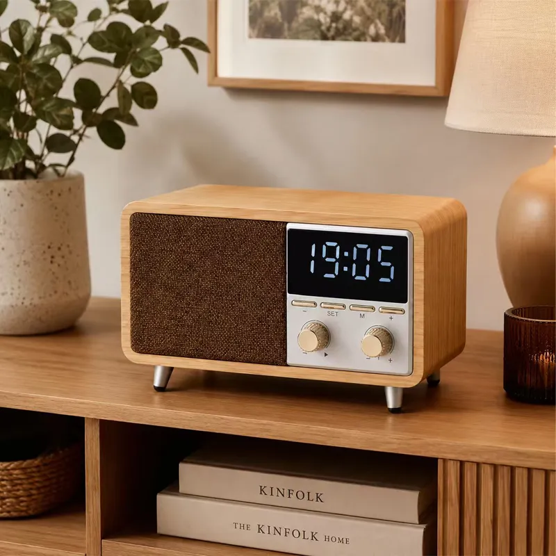 Living Room Retro Wooden Speaker Application Case