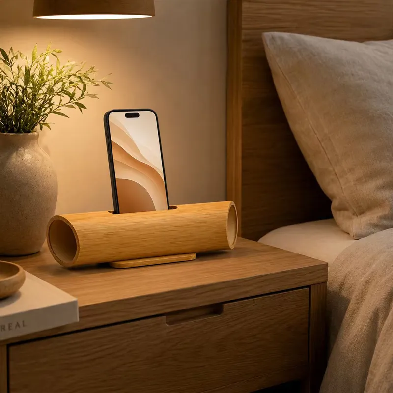 XS-PS05 Model Solid Bamboo Mobile Holder Amplifier Multi-Purpose Portable Table Decor Wholesale Price Pen Holders