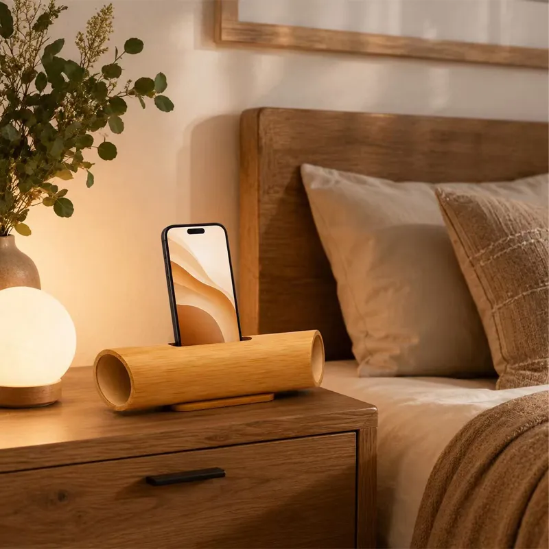 XS-PS05 Model Solid Bamboo Mobile Holder Amplifier Multi-Purpose Portable Table Decor Wholesale Price Pen Holders