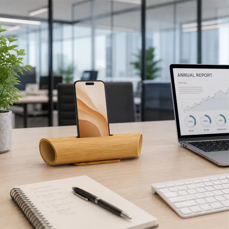 XS-PS05 Model Solid Bamboo Mobile Holder Amplifier Multi-Purpose Portable Table Decor Wholesale Price Pen Holders