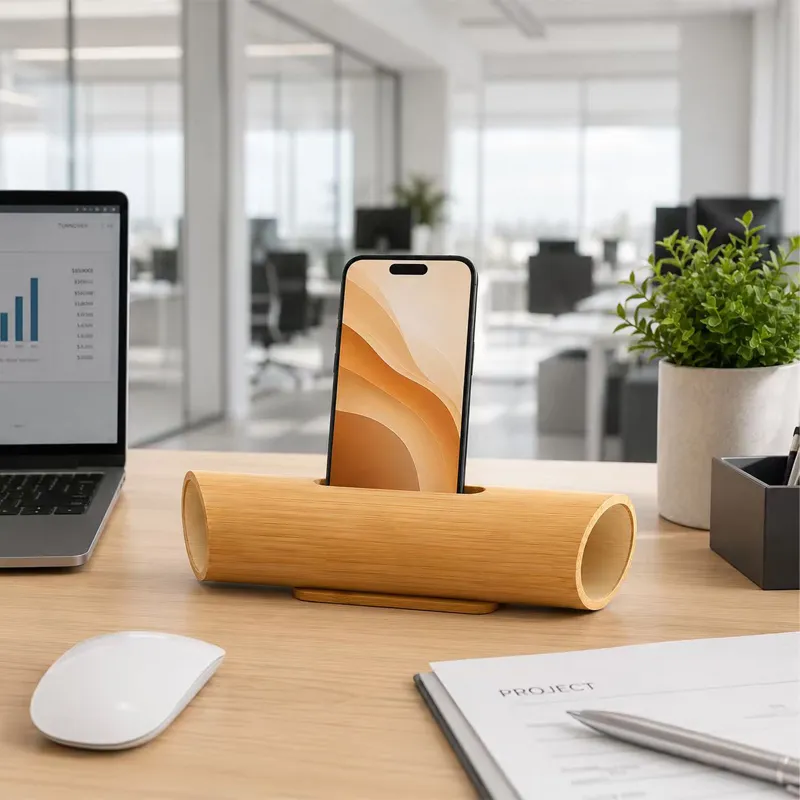 XS-PS05 Model Solid Bamboo Mobile Holder Amplifier Multi-Purpose Portable Table Decor Wholesale Price Pen Holders