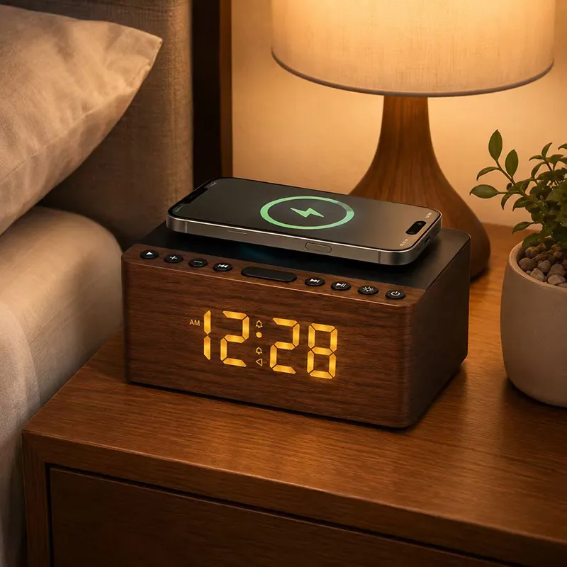 XS-WC01 Multifunctional Wooden Bluetooth Speaker Wireless Charging