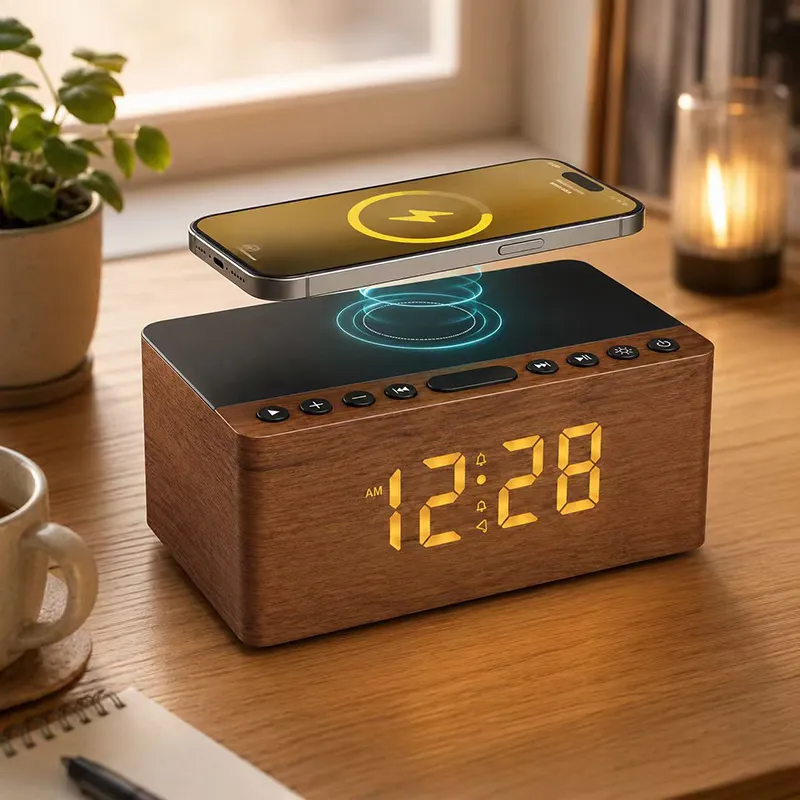 XS-WC01 Multifunctional Wooden Bluetooth Speaker Wireless Charging