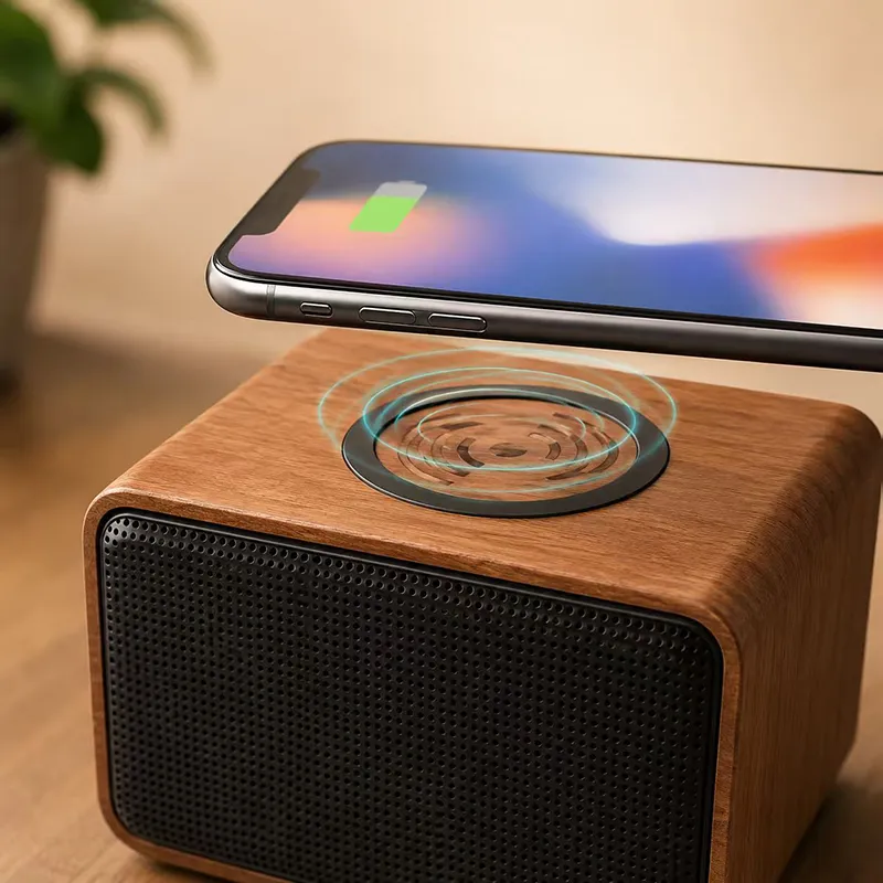 XS-WC02 Wooden Bluetooth Speaker with Wireless Charging Function