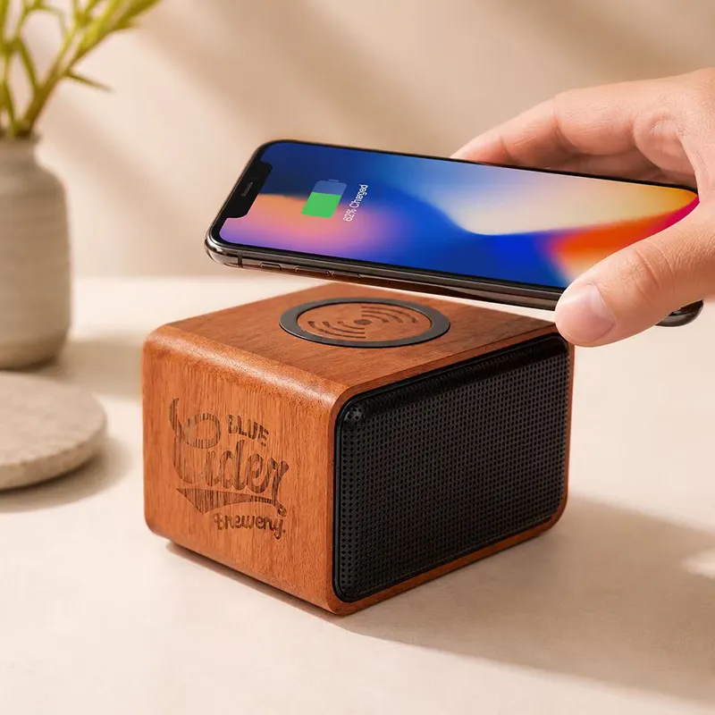 XS-WC02 Wooden Bluetooth Speaker with Wireless Charging Function