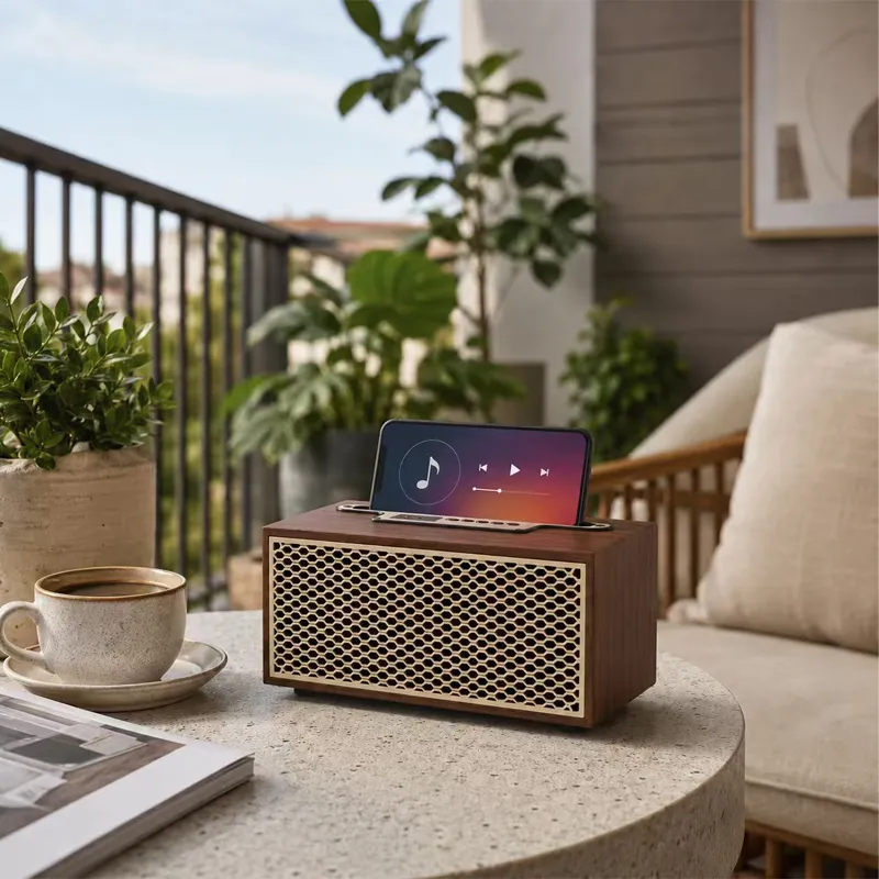 ZTZ005-4 New FM Wireless Wooden V5.0 Speaker