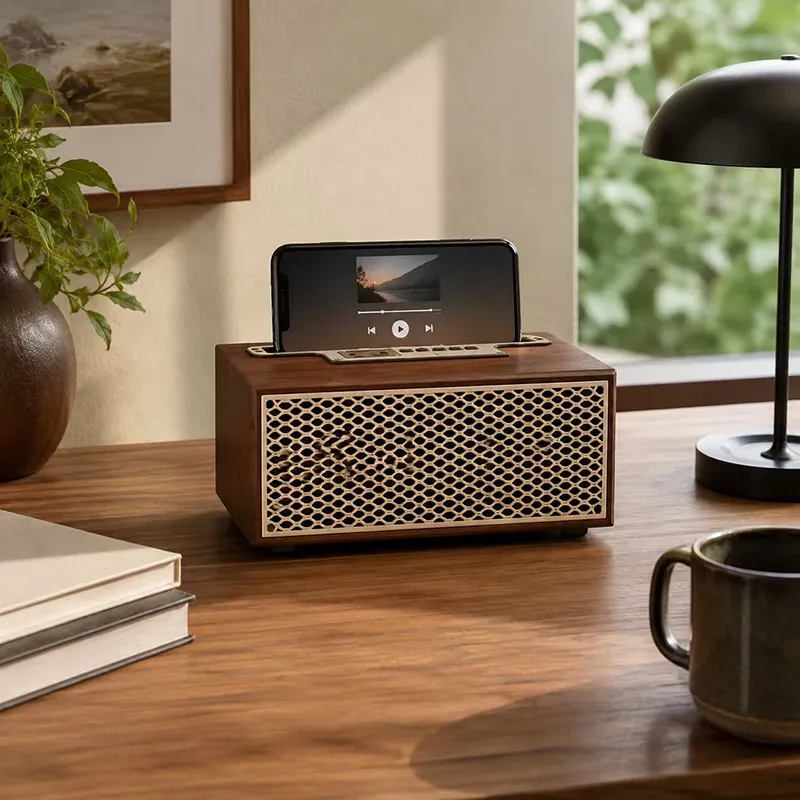 ZTZ005-4 New FM Wireless Wooden V5.0 Speaker