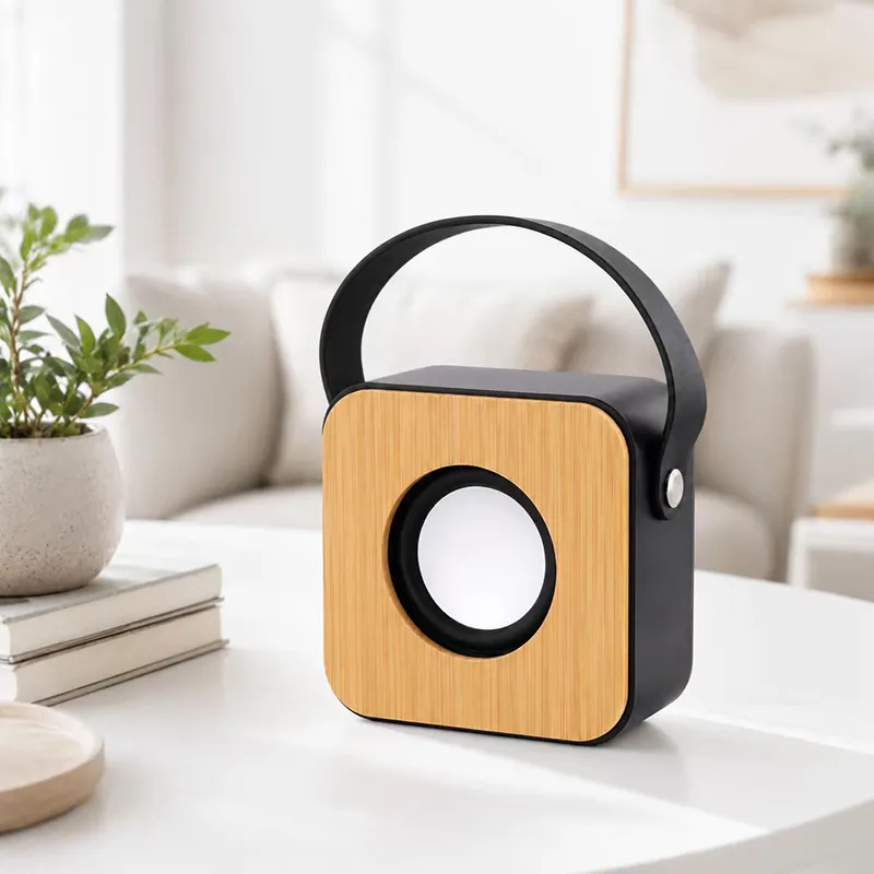 XS-BM05 Super Bass Blue-tooth Gadgets Wireless Portable Mini Speaker Bamboo Square Speaker with PU Strap