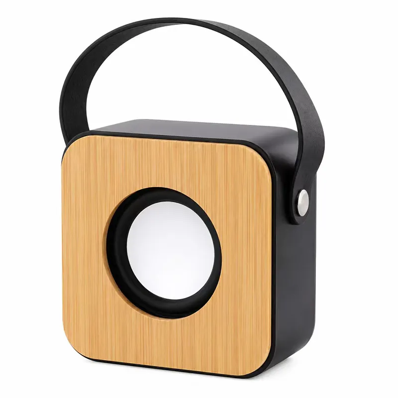 XS-BM05 Super Bass Blue-tooth Gadgets Wireless Portable Mini Speaker Bamboo Square Speaker with PU Strap