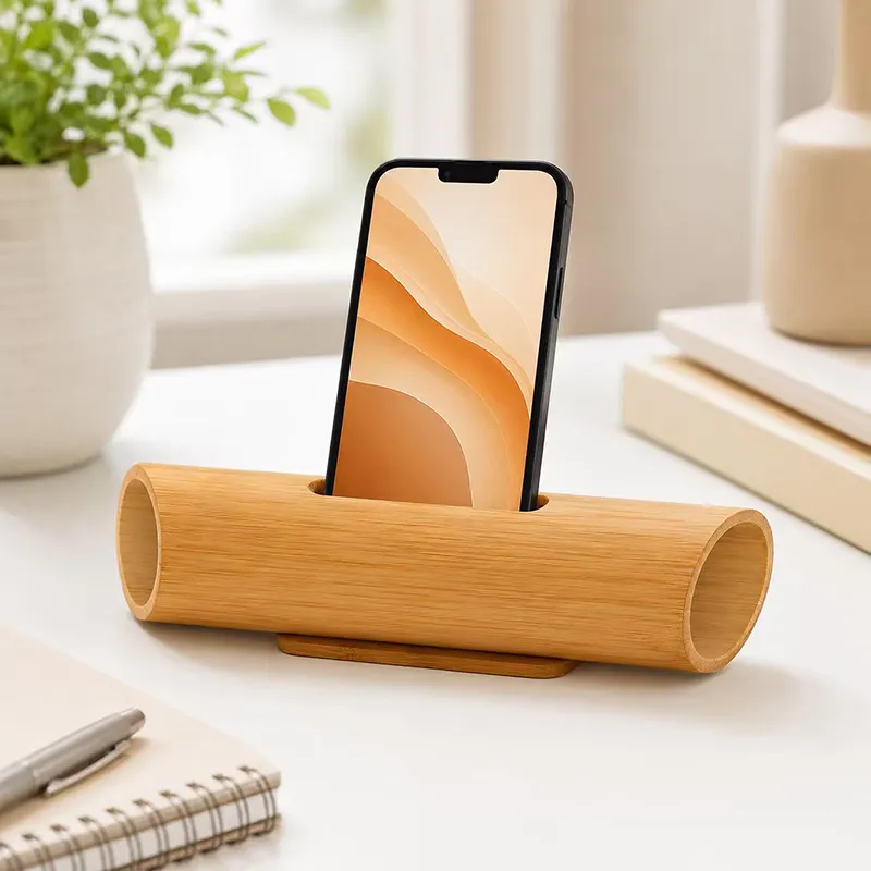 XS-PS05 Model Solid Bamboo Mobile Holder Amplifier Multi-Purpose Portable Table Decor Wholesale Price Pen Holders