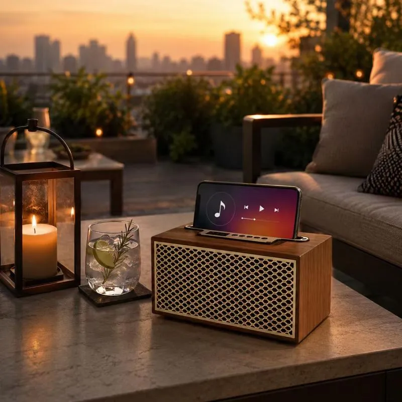 ZTZ005-4 New FM Wireless Wooden V5.0 Speaker