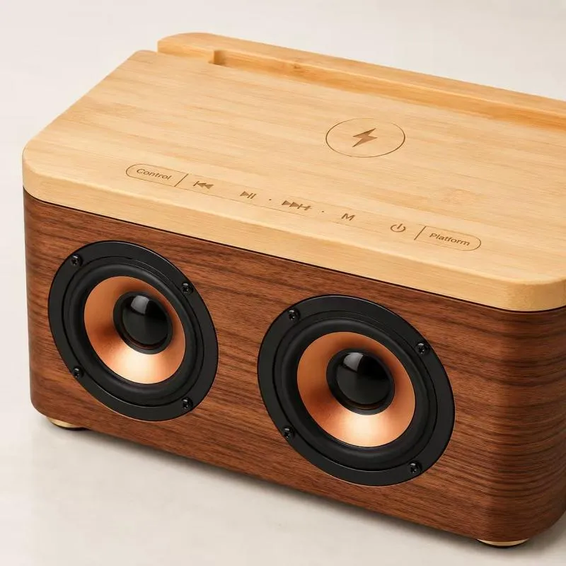 ZTZ-M100 Wooden Wireless Charging Speaker