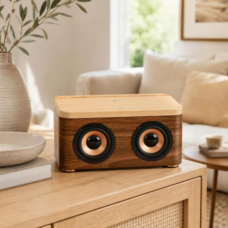 ZTZ-M100 Wooden Wireless Charging Speaker
