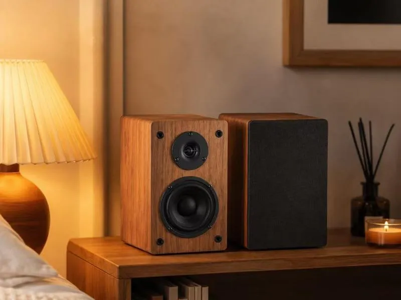Description of XS-WB01 Dark Brown Wooden Bookshelf Speakers