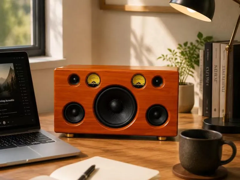 Description of ZTZ006 Natural-Finish Handmade Wooden Speaker