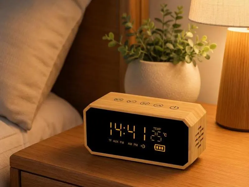 Description of ZTZ911 Wood Portable Bluetooth Speaker with Digital Clock
