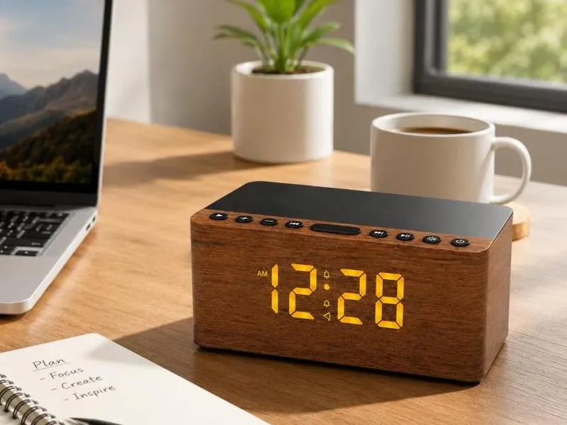 Description of XS-WC01 Wooden Bluetooth Speaker with Wireless Charging