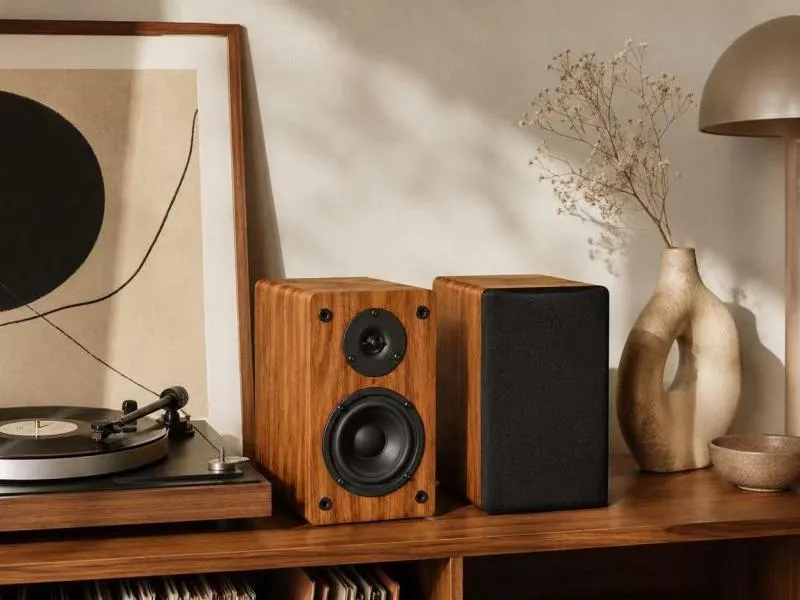 Description of XS-WB01 Dark Brown Wooden Bookshelf Speakers