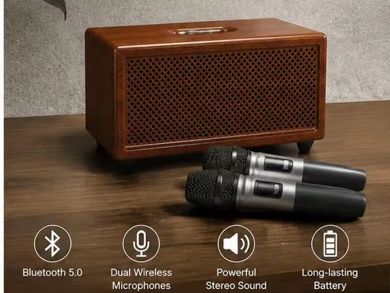 Description of ZTZ001 Soft Pink Wooden Bluetooth Sound System