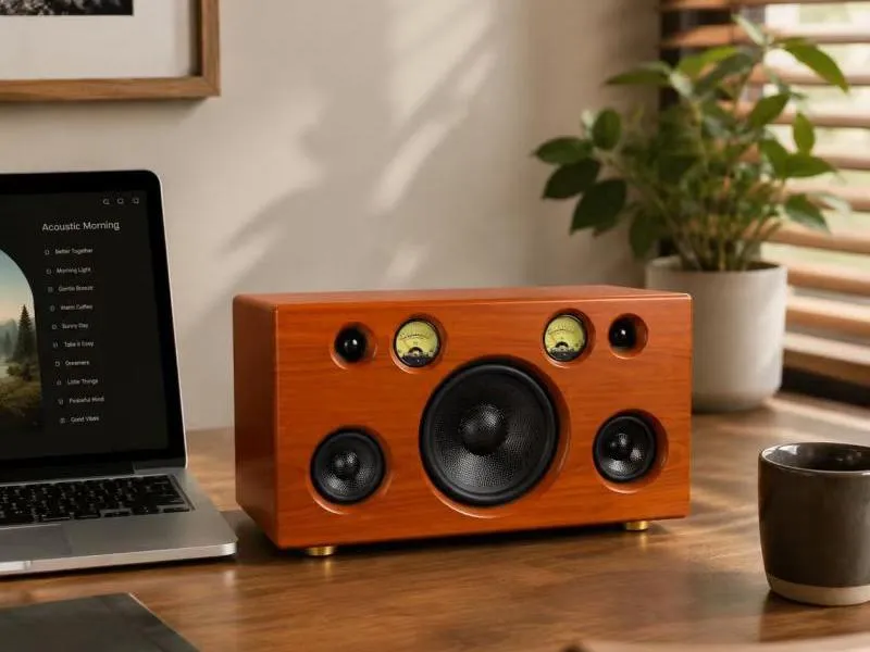 Description of ZTZ006 Natural-Finish Handmade Wooden Speaker