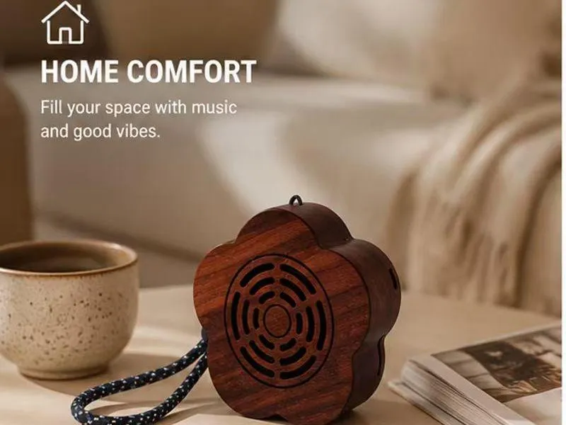 Description of ZTZ910-11 Flower-Shaped Wood Grain Bluetooth Speaker