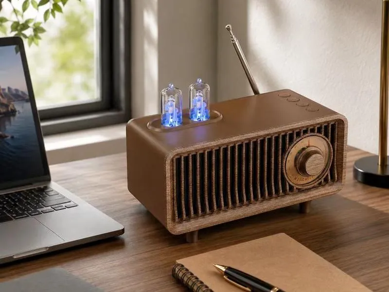 Description of ZTZW163 Vintage Wood-Grain Bluetooth Radio Speaker