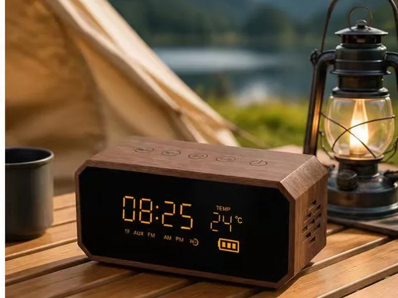 Description of ZTZ911-4 Wood Portable Bluetooth Speaker with Digital Clock