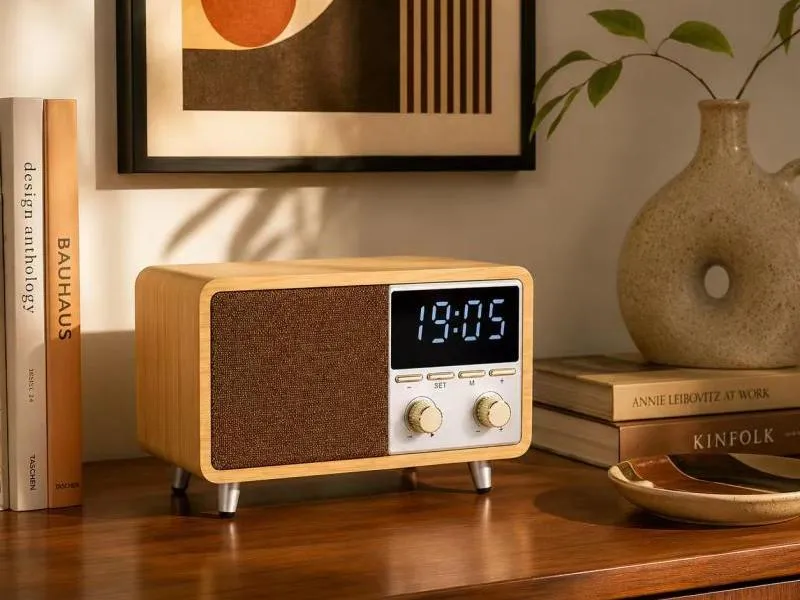 Description of ZTZW063 Retro Compact Wood Desktop Speakers