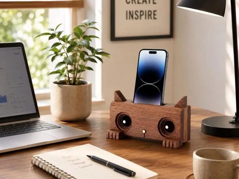 Description of XS-PS04 Cat-Shaped Wooden Acoustic Speaker